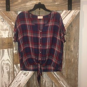 Universal Thread Tie-Front Plaid Top